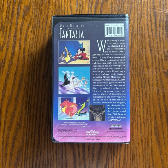 WALT DISNEY'S MASTERPIECE Fantasia (VHS, 1991) 1st VHS Release - Mickey Mouse - Picture 2 of 6